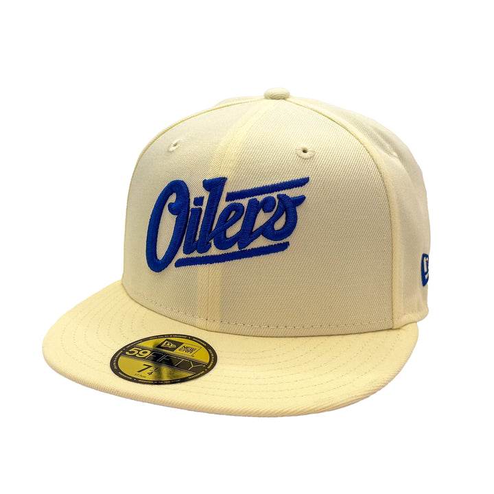 Edmonton Oilers New Era Chrome 59FIFTY Alternate Logo Fitted Hat - Blue Logo