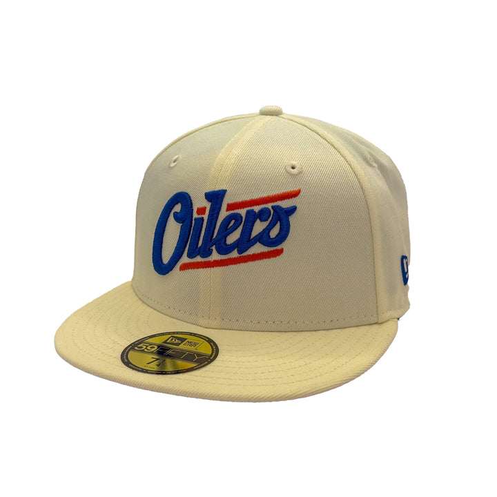Edmonton Oilers New Era Chrome 59FIFTY Alternate Logo Fitted Hat - Blue/Orange Logo