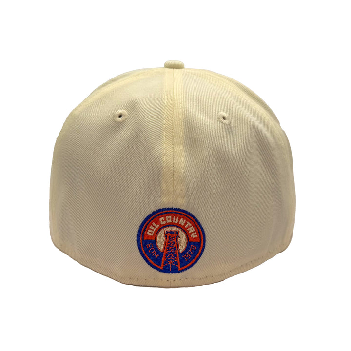 Edmonton Oilers New Era Chrome 59FIFTY Alternate Logo Fitted Hat - Blue/Orange Logo