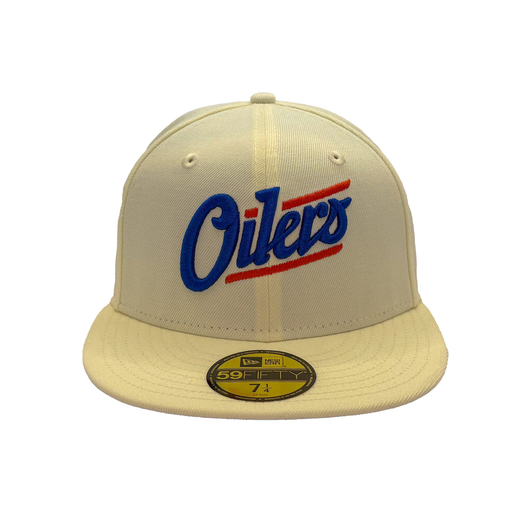 Edmonton Oilers New Era Chrome 59FIFTY Alternate Logo Fitted Hat - Blue/Orange Logo