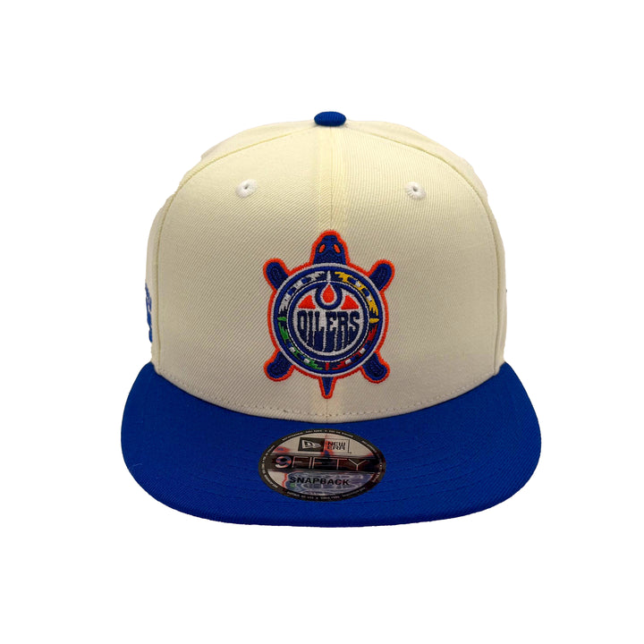 Edmonton Oilers New Era Chrome & Blue Turtle Island 9FIFTY Snapback Hat
