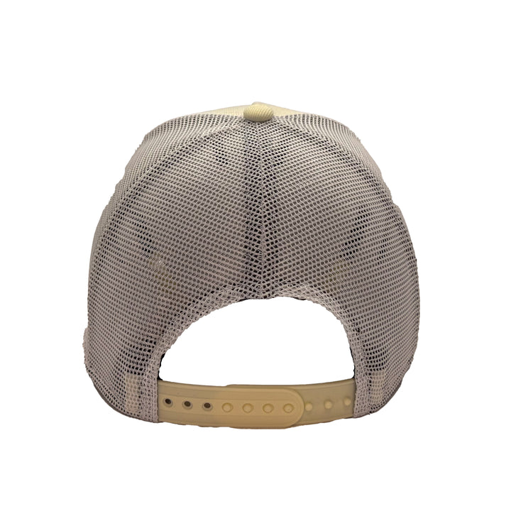 Edmonton Oilers New Era Cream 9FORTY Alternate Logo A-Frame Trucker Adjustable Hat