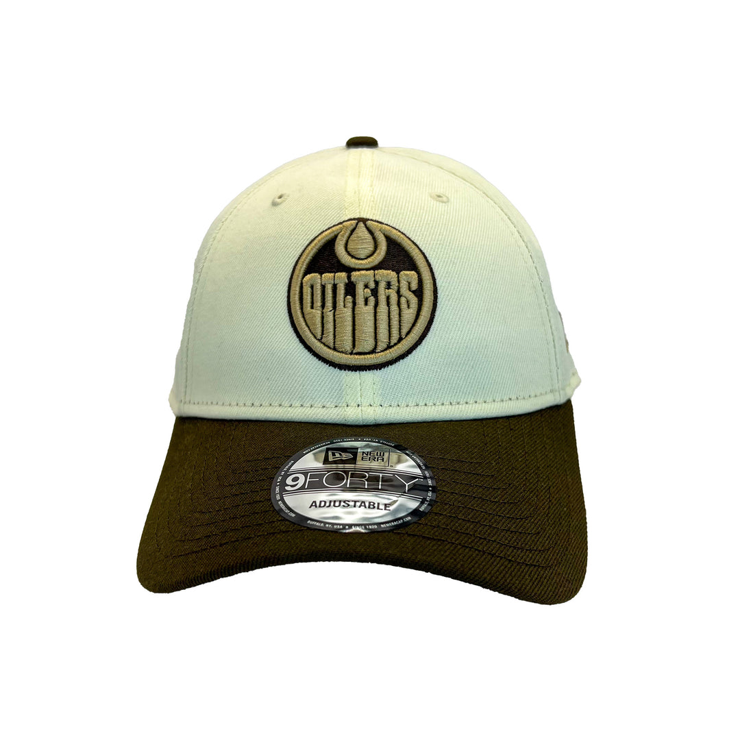Edmonton Oilers New Era White & Brown White Chocolate 9FORTY Snapback Hat