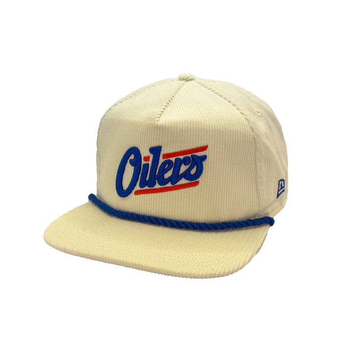 Edmonton Oilers New Era Cream Corduroy GOLFER Alternate Logo Snapback Hat
