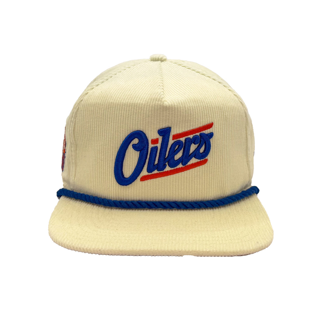 Edmonton Oilers New Era Cream Corduroy GOLFER Alternate Logo Snapback Hat