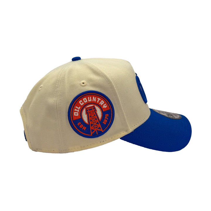 Edmonton Oilers New Era Cream & Blue 9FORTY Alternate Logo A-Frame Adjustable Hat