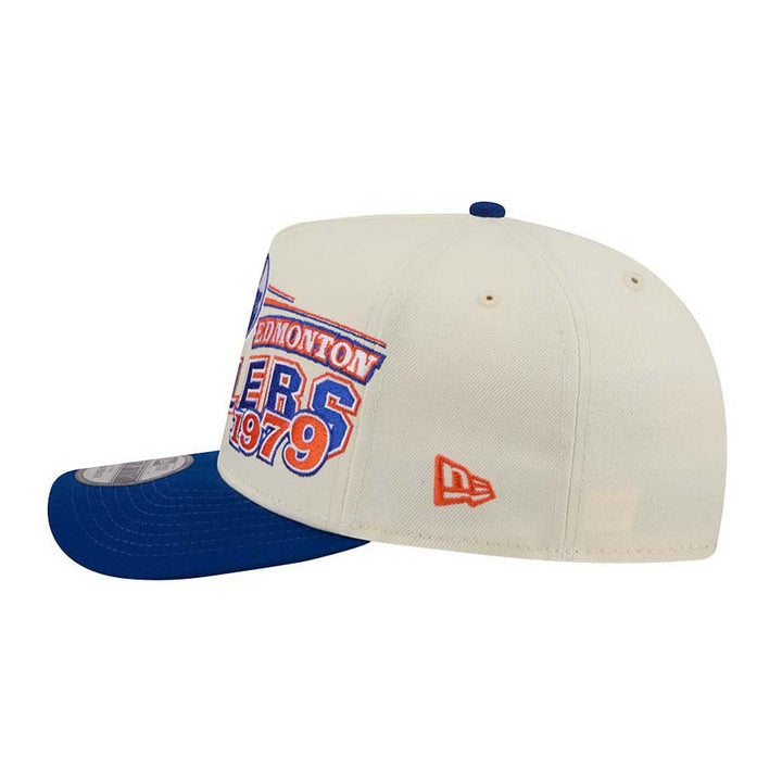 Edmonton Oilers New Era Cream & Blue Bold Classic 9FIFTY A-Frame Snapback Hat
