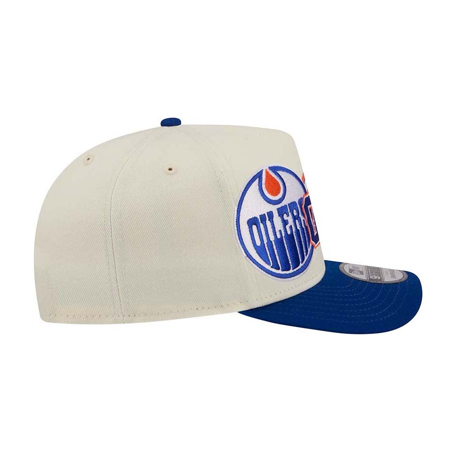 Edmonton Oilers New Era Cream & Blue Bold Classic 9FIFTY A-Frame Snapback Hat