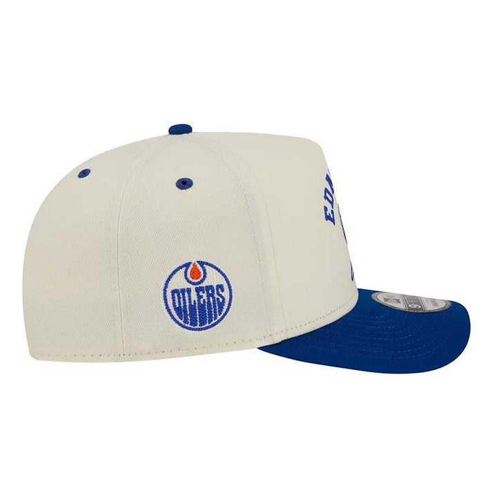 Edmonton Oilers New Era Cream & Blue Embroidery 9FIFTY A-Frame Snapback Hat