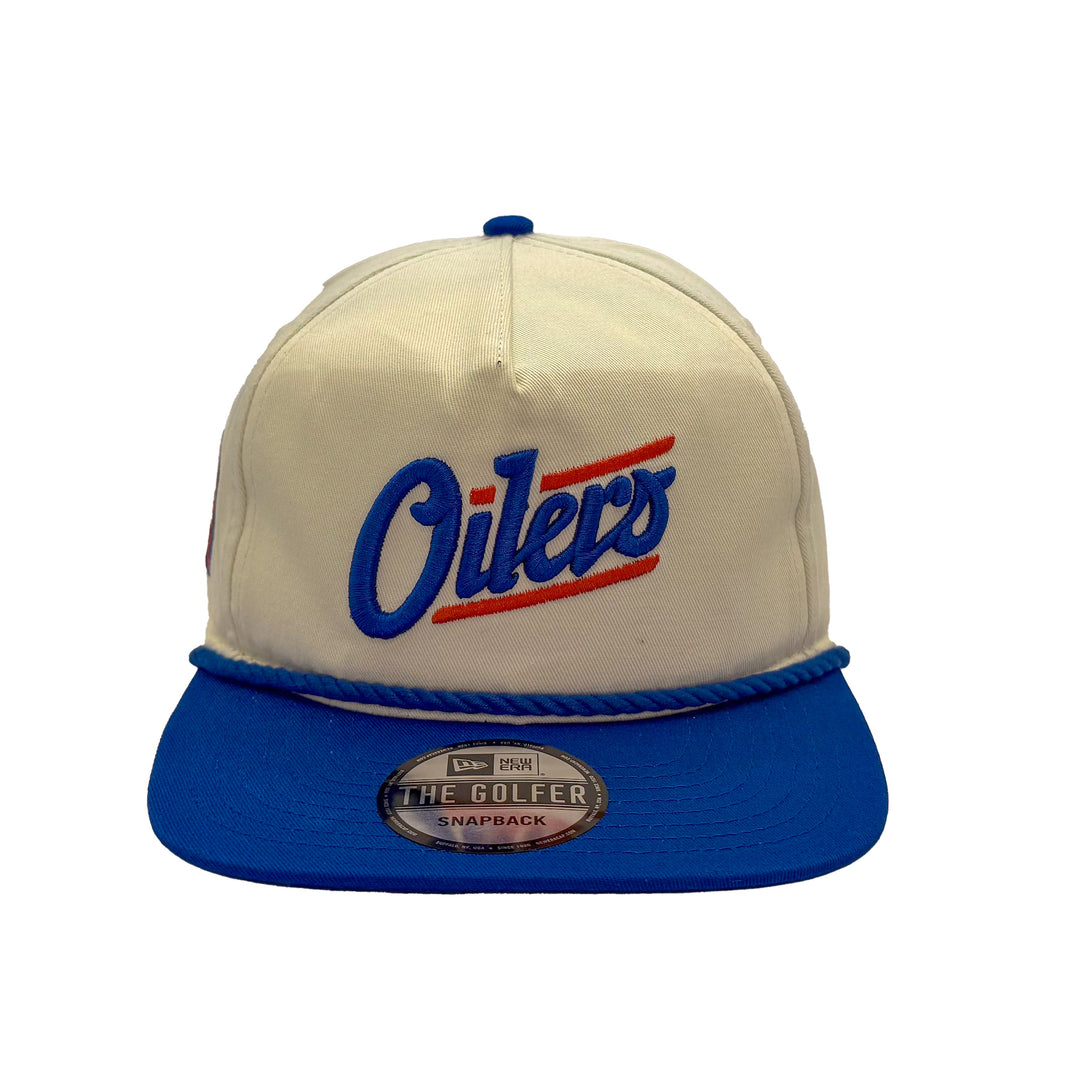 Edmonton Oilers New Era Cream & Blue GOLFER Alternate Logo Snapback Hat