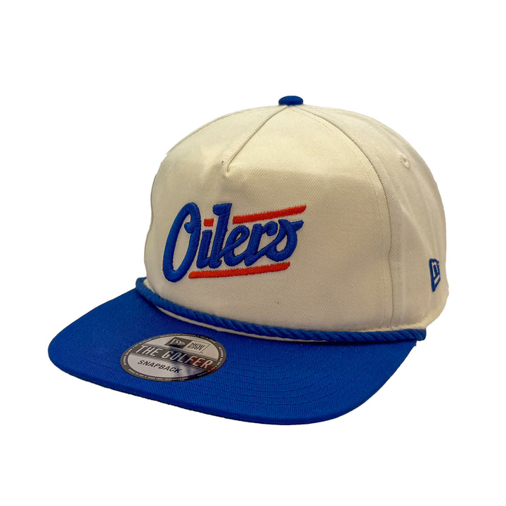 Edmonton Oilers New Era Cream & Blue GOLFER Alternate Logo Snapback Hat