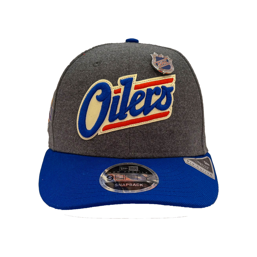 Edmonton Oilers New Era Grey Wool Low Profile 9FIFTY Alternate Logo Snapback Hat