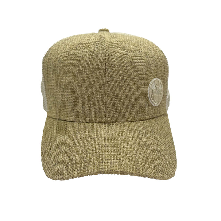 Edmonton Oilers New Era Khaki 9SEVENTY Trucker Stretch Snapback Hat