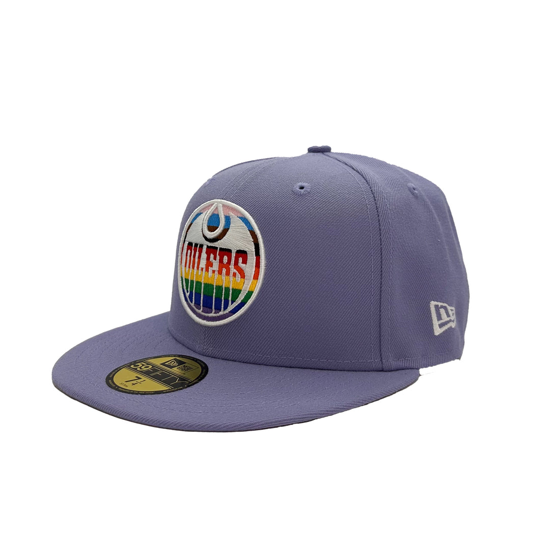 Edmonton Oilers New Era Pride Lavender 59FIFTY Fitted Logo Hat
