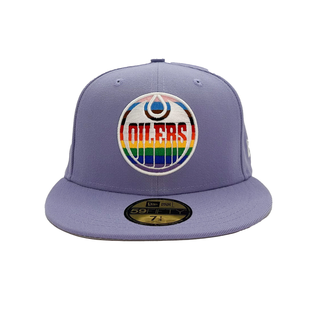 Edmonton Oilers New Era Pride Lavender 59FIFTY Fitted Logo Hat