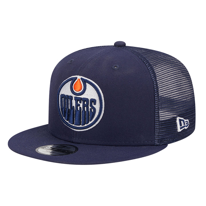Edmonton Oilers Youth New Era Navy 9FIFTY Mesh Snapback Hat
