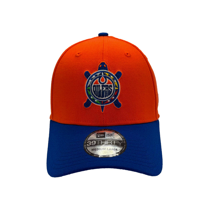 Edmonton Oilers New Era Orange & Blue Turtle Island 39THIRTY Flex Hat
