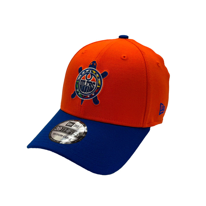 Edmonton Oilers New Era Orange & Blue Turtle Island 39THIRTY Flex Hat