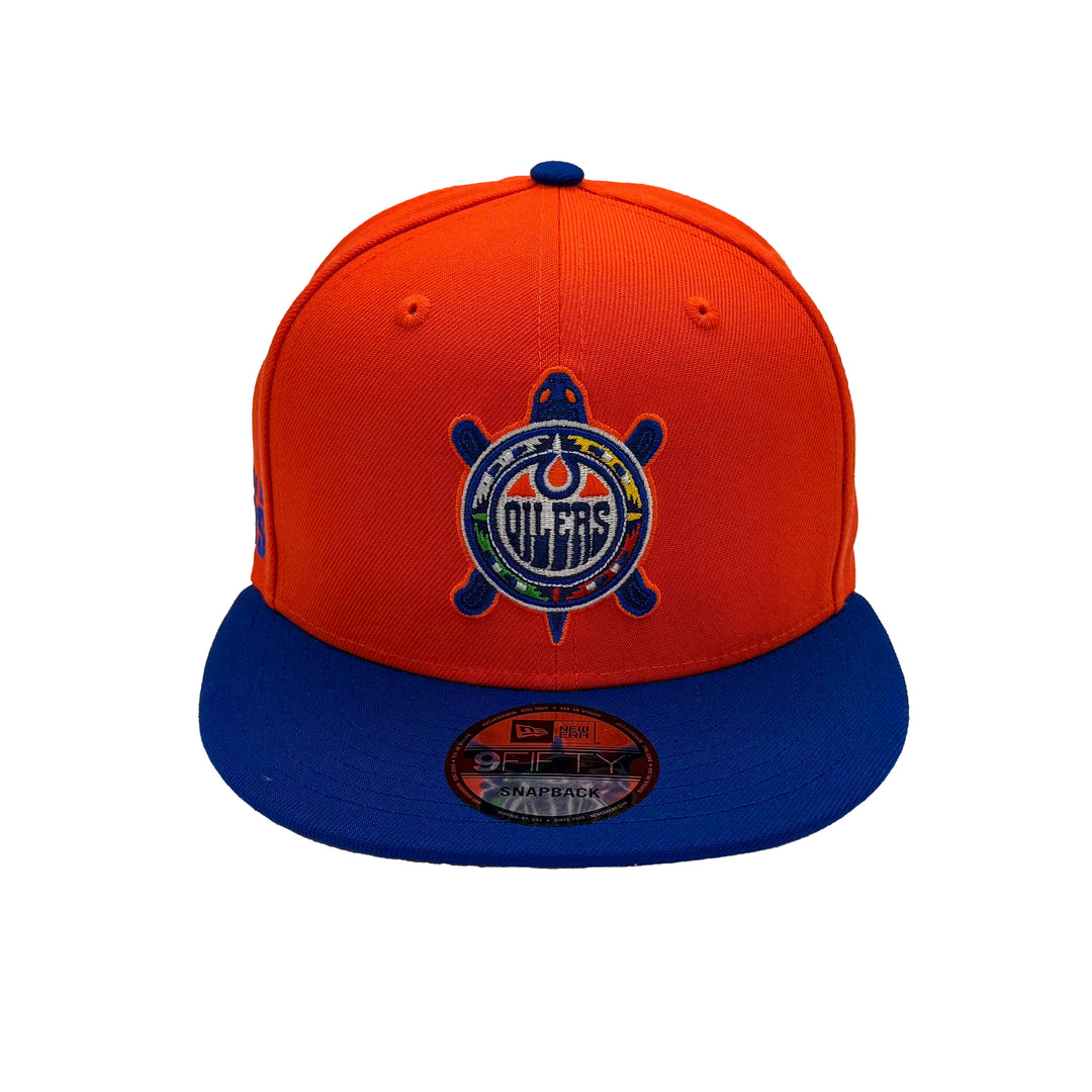 Edmonton Oilers New Era Orange & Blue Turtle Island 9FIFTY Snapback Hat