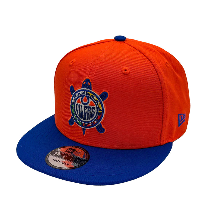 Edmonton Oilers New Era Orange & Blue Turtle Island 9FIFTY Snapback Hat