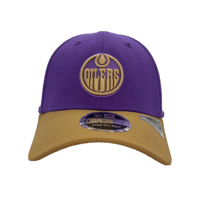 Edmonton Oilers New Era Khaki & Purple PB&J 9FORTY Snapback Hat