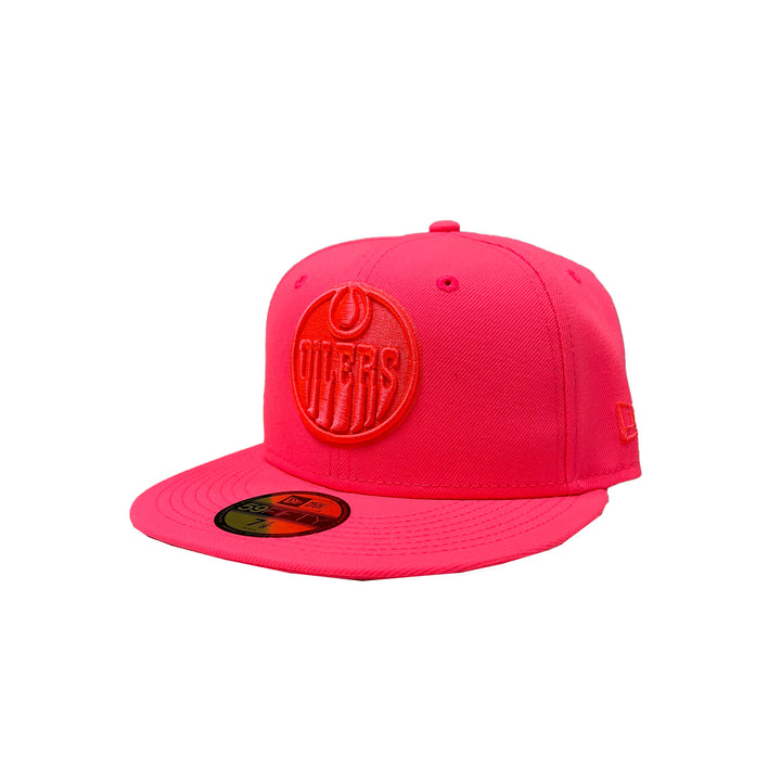 Edmonton Oilers New Era Neon Pink Glow 59FIFTY Fitted Logo Hat