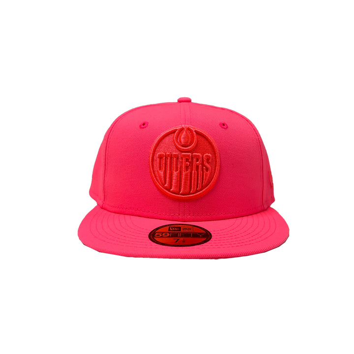 Edmonton Oilers New Era Neon Pink Glow 59FIFTY Fitted Logo Hat