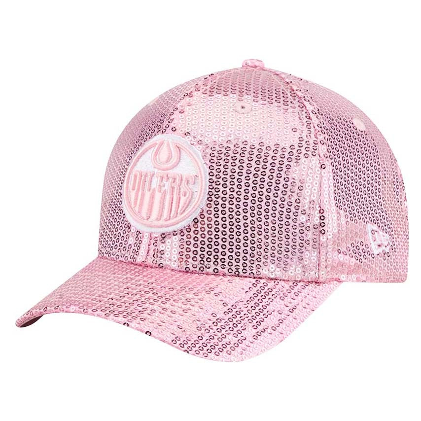 Edmonton Oilers Women's New Era Pink Sequin 9FORTY M-Crown Snapback Hat