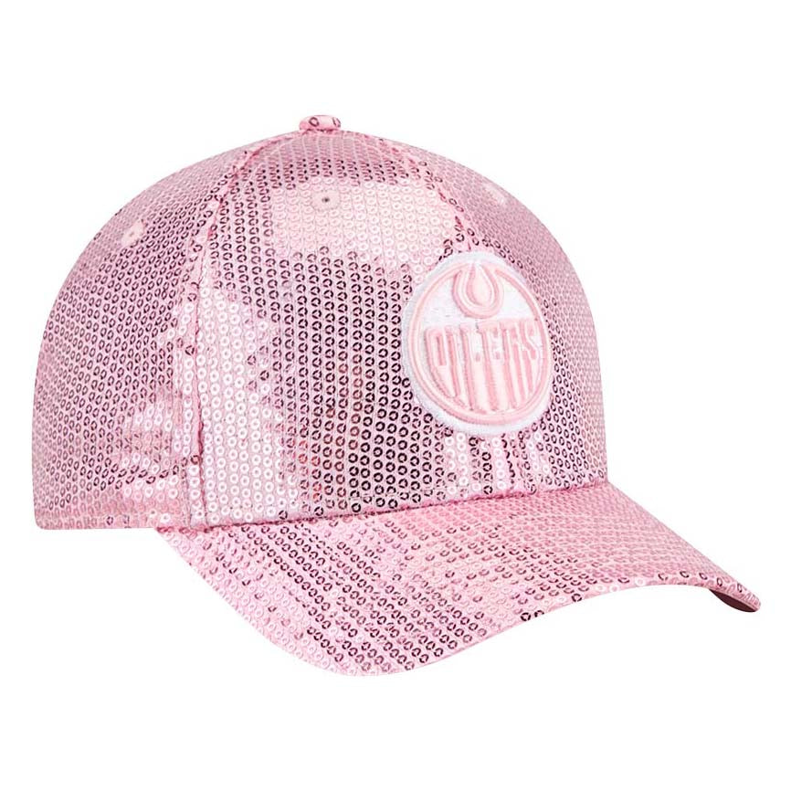 Edmonton Oilers Women's New Era Pink Sequin 9FORTY M-Crown Snapback Hat