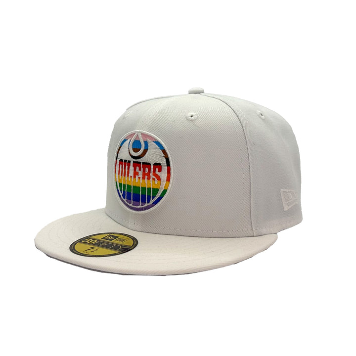 Edmonton Oilers New Era Pride White 59FIFTY Fitted Logo Hat