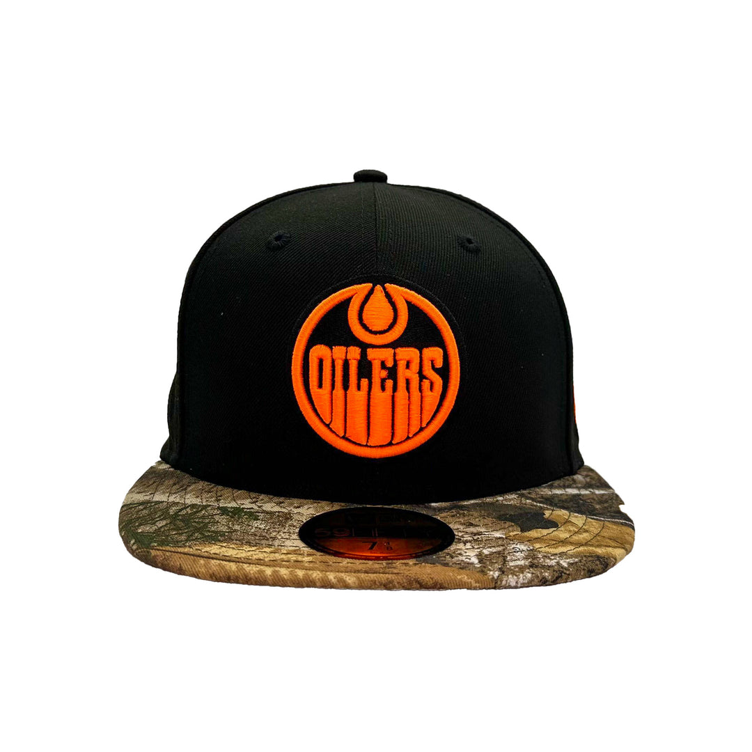 Edmonton Oilers New Era Realtree Black & Camo 59FIFTY Fitted Hat