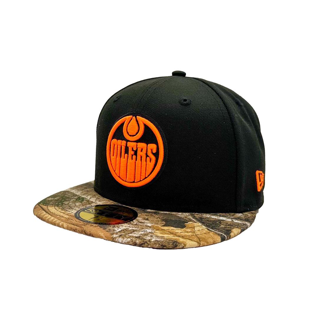 Edmonton Oilers New Era Realtree Black & Camo 59FIFTY Fitted Hat