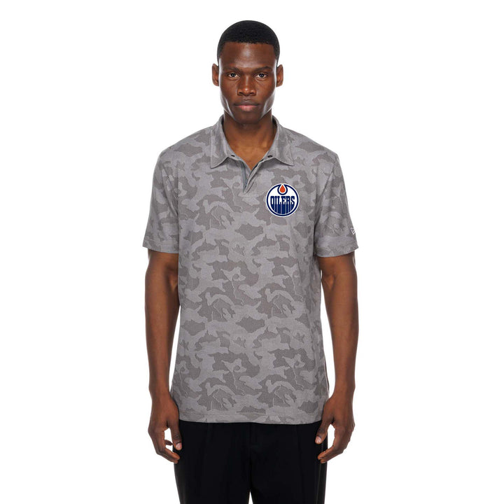 Edmonton Oilers New Era Stone Grey Polo