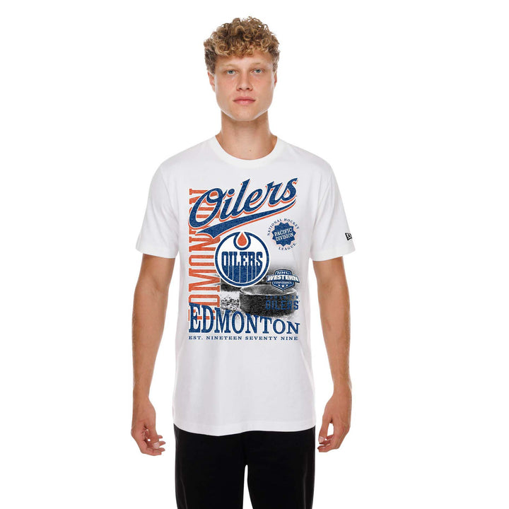 Edmonton Oilers New Era Throwback White Graphic T-Shirt