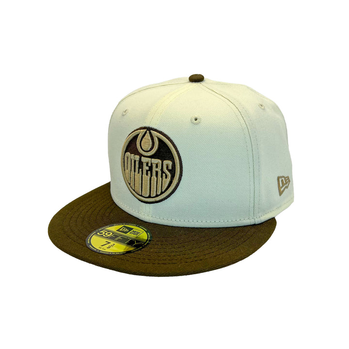 Edmonton Oilers New Era White & Brown White Chocolate 59FIFTY Fitted Hat