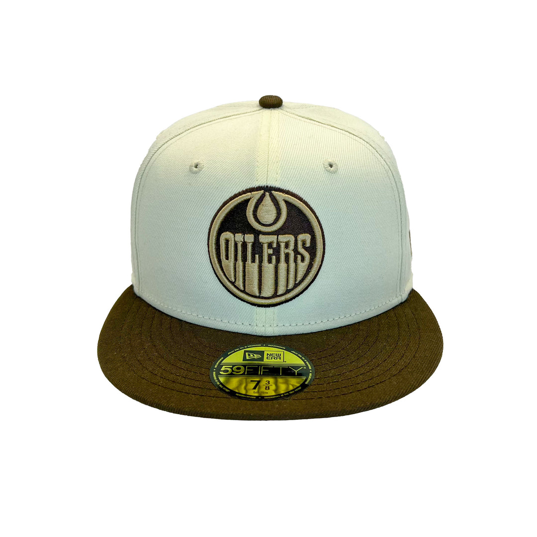 Edmonton Oilers New Era White & Brown White Chocolate 59FIFTY Fitted Hat