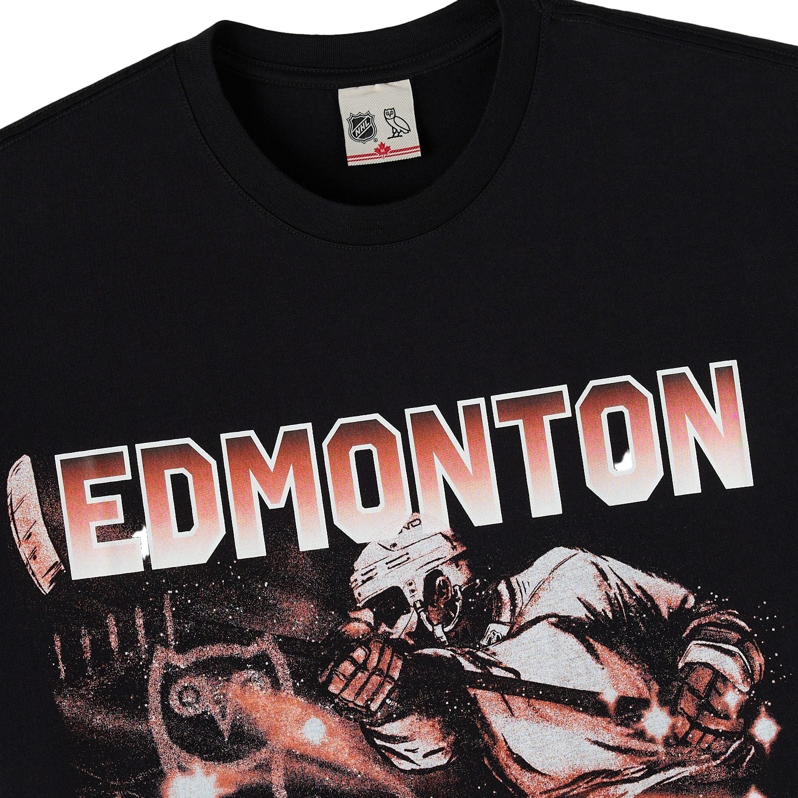 Edmonton Oilers October's Very Own OVO x NHL Black Retro Graphic T