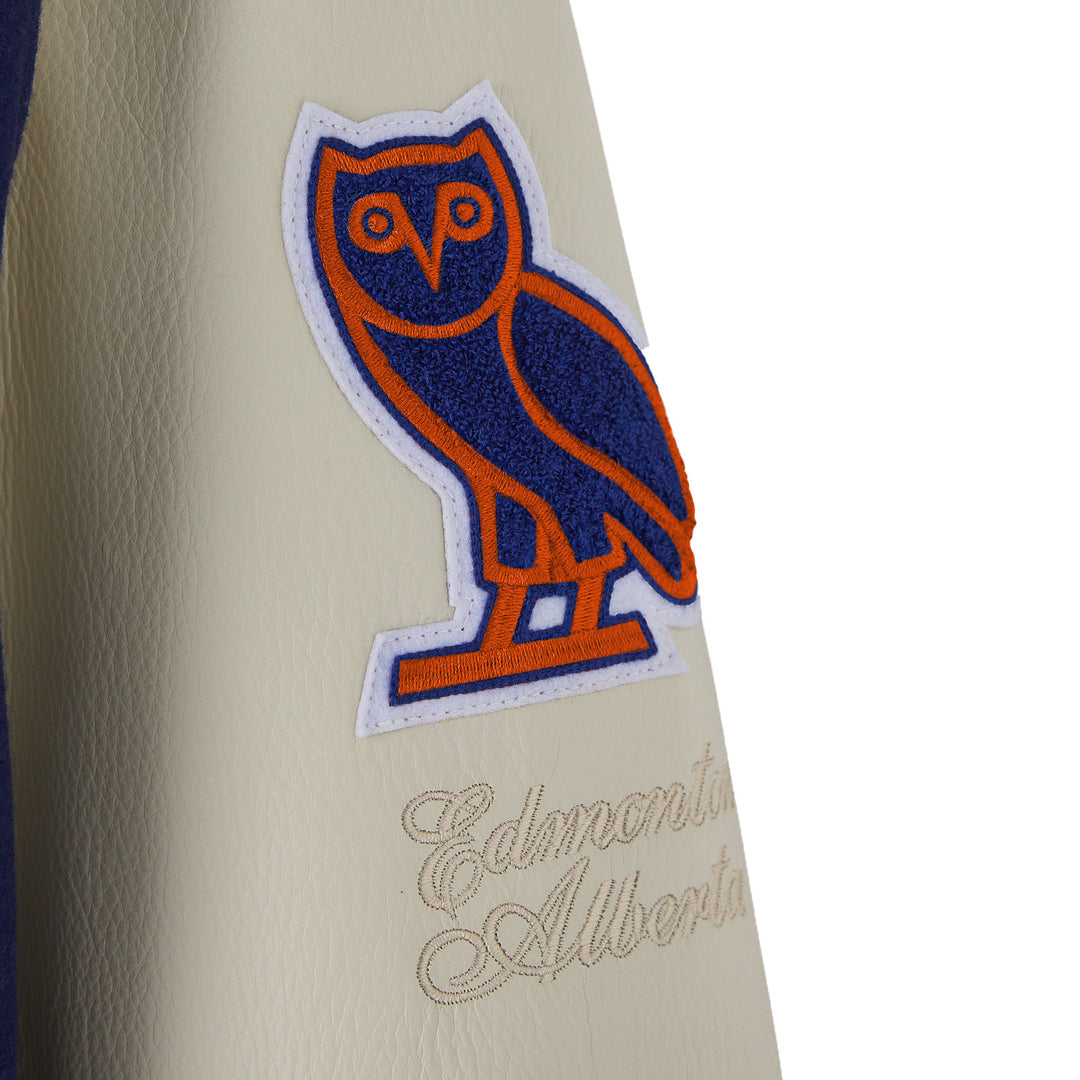 Edmonton Oilers October's Very Own OVO x NHL Blue Varsity Jacket