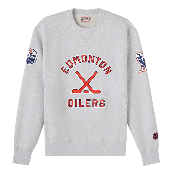 Edmonton Oilers October's Very Own OVO x NHL Grey Crewneck Sweatshirt