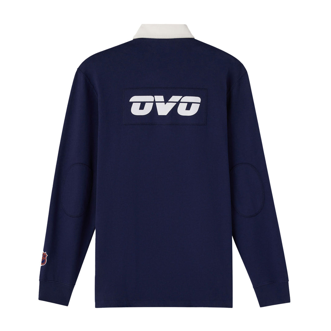 Edmonton Oilers October's Very Own OVO x NHL Navy Rugby Polo Sweatshirt