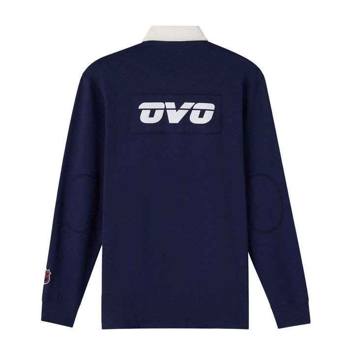 Edmonton Oilers October's Very Own OVO x NHL Navy Rugby Polo Sweatshirt