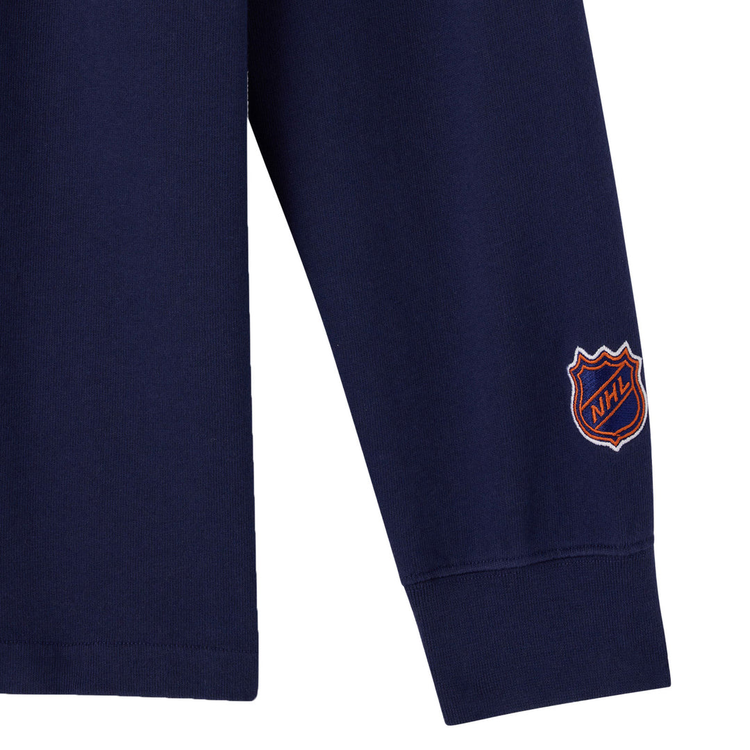 Edmonton Oilers October's Very Own OVO x NHL Navy Rugby Polo Sweatshirt