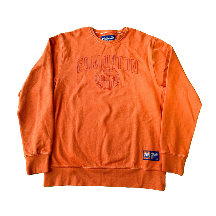 Edmonton Oilers Unisex Authentics Orange Pigment Wash Crewneck Sweatshirt