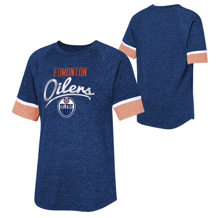 Edmonton Oilers Outerstuff Youth Color Block Blue T-Shirt
