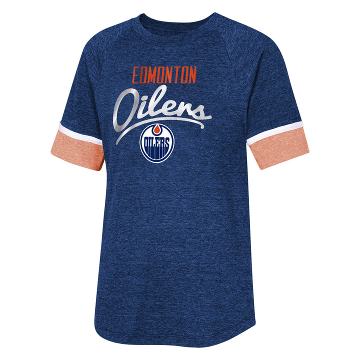 Edmonton Oilers Outerstuff Youth Color Block Blue T-Shirt