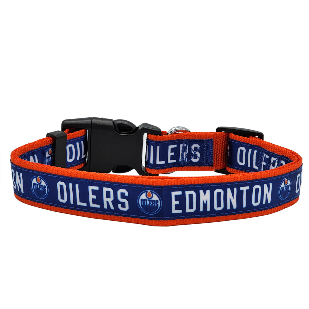 Edmonton Oilers Pets First Blue & Orange Satin Pet Collar
