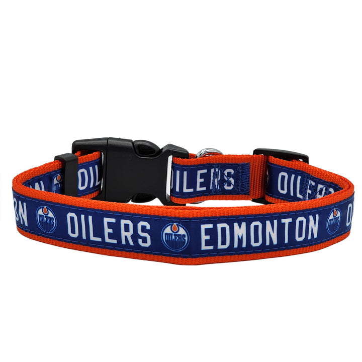 Edmonton Oilers Pets First Blue & Orange Satin Pet Collar