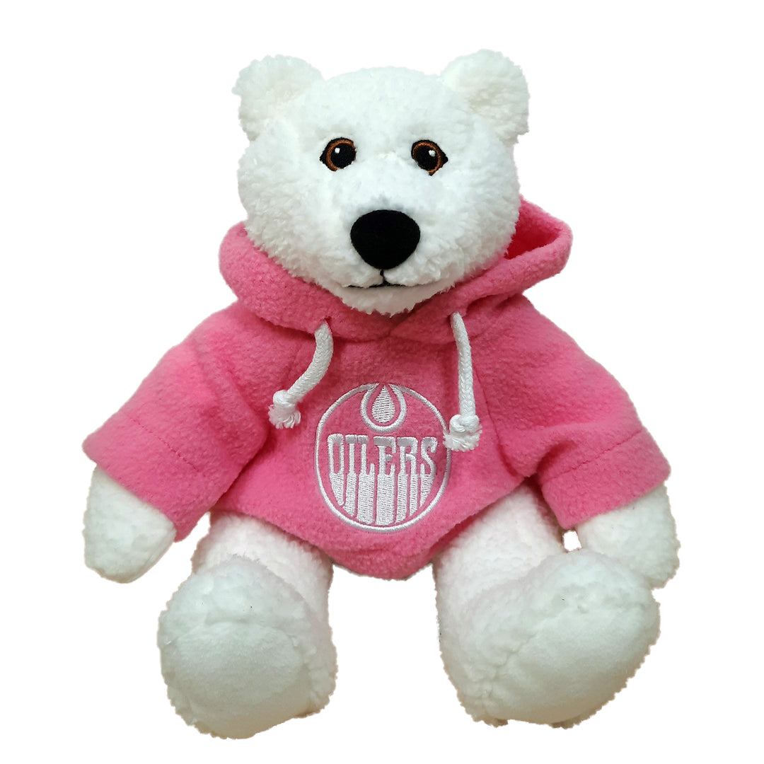 Edmonton Oilers 10" Polar Bear with Pink Hoodie Plushie Toy