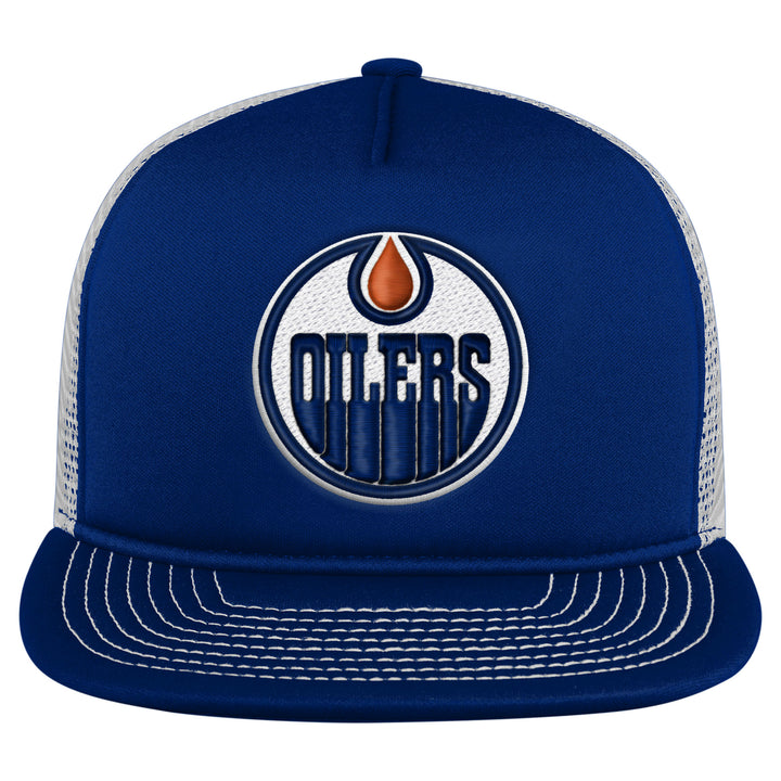 Edmonton Oilers Youth Outerstuff Royal Foam Trucker Snapback Hat