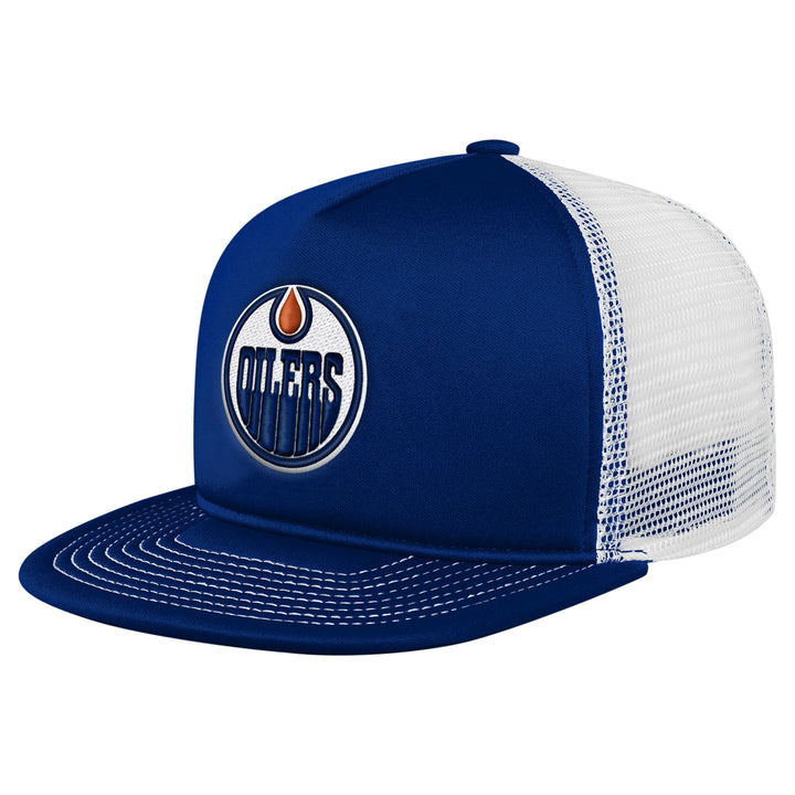 Edmonton Oilers Youth Outerstuff Royal Foam Trucker Snapback Hat